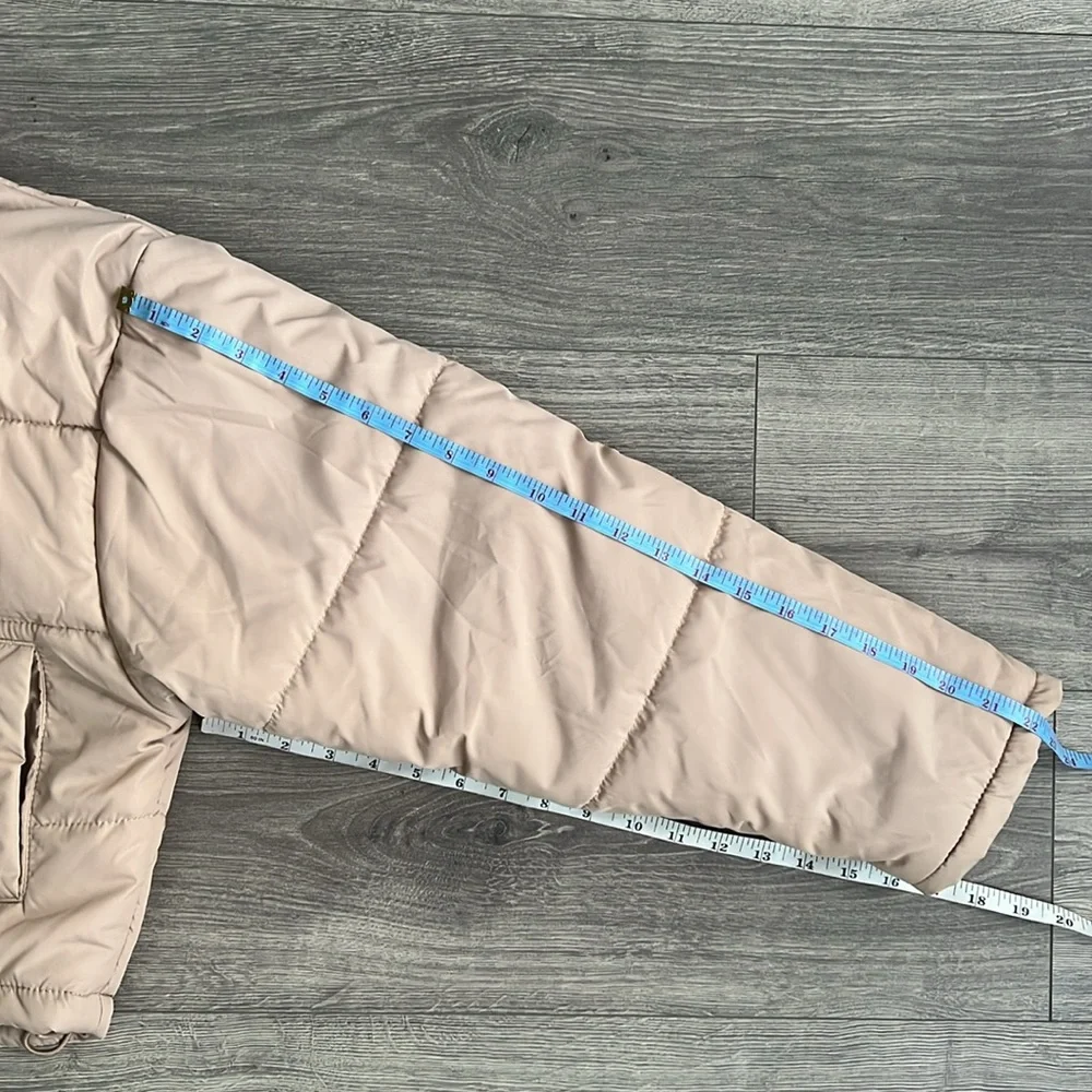 THE FIFTH LABEL Oversized Puffer Jacket XS Beige Neutral Cropped Retro 90s Fall - Picture 12 of 12